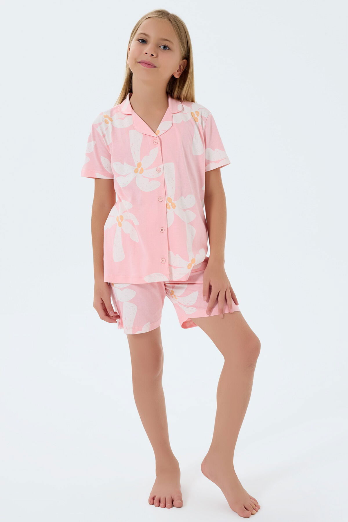 RolyPoly - Rolypoly Kız Çocuk Pembe Gömlek Şort Takım (1)