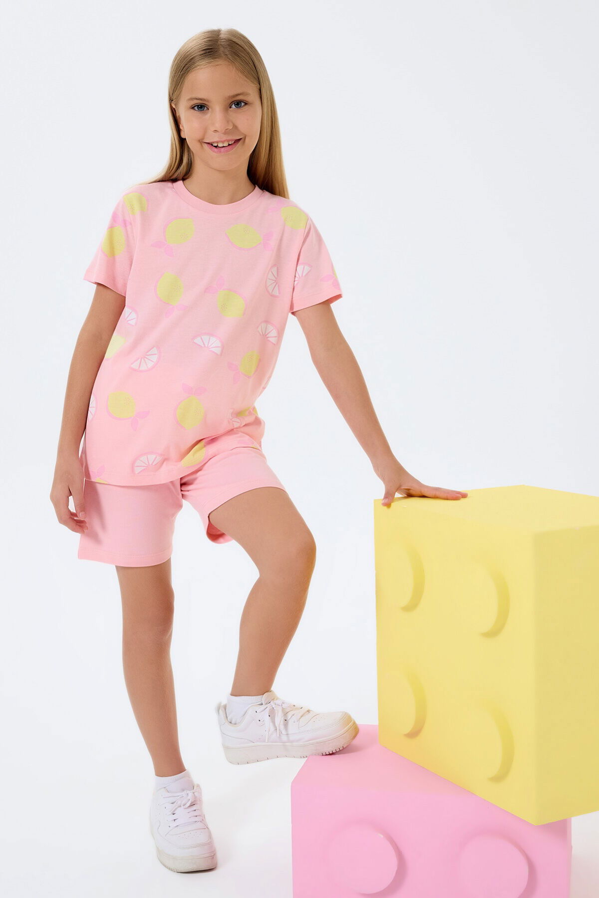 Rolypoly - Rolypoly Kız Çocuk Pembe Şort Takım