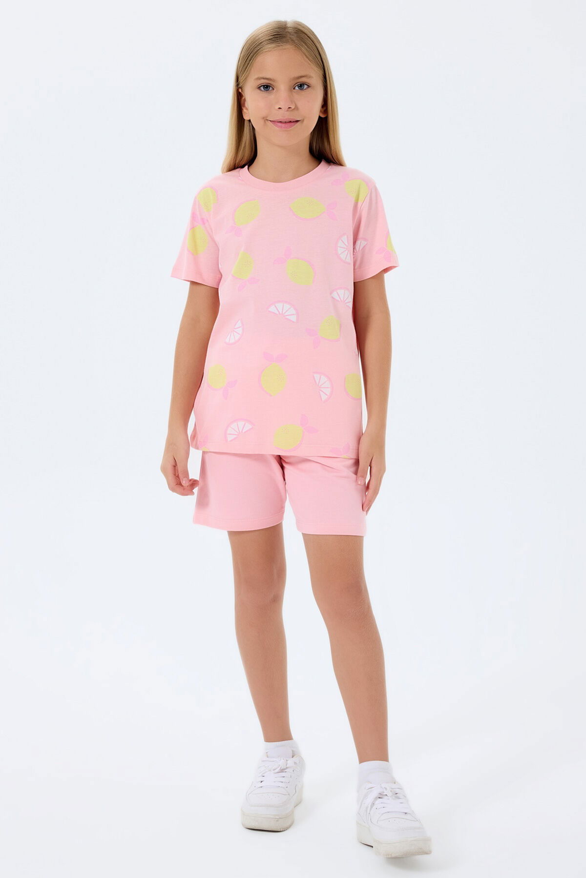 Rolypoly - Rolypoly Kız Çocuk Pembe Şort Takım (1)