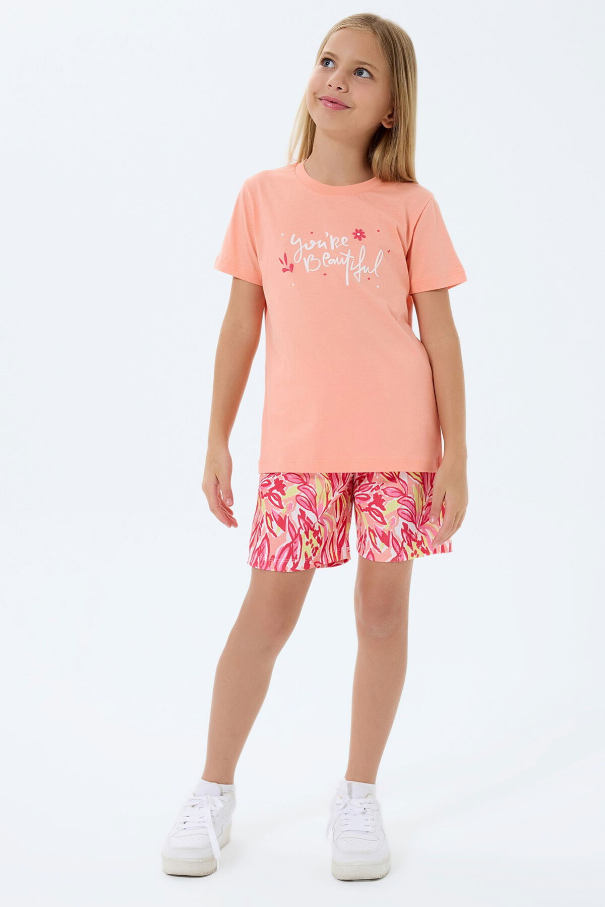 Rolypoly - Rolypoly Kız Çocuk Turuncu Şort Takım