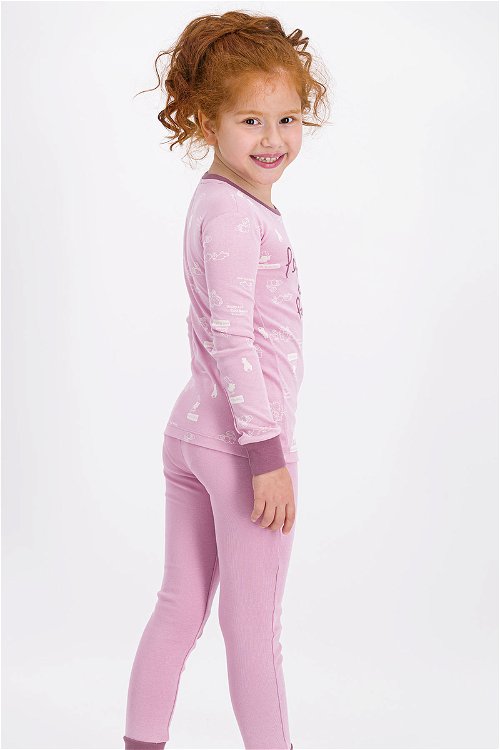 Rolypoly Positive And Happy Açık Gül Kurusu Kız Çocuk Pijama Takımı