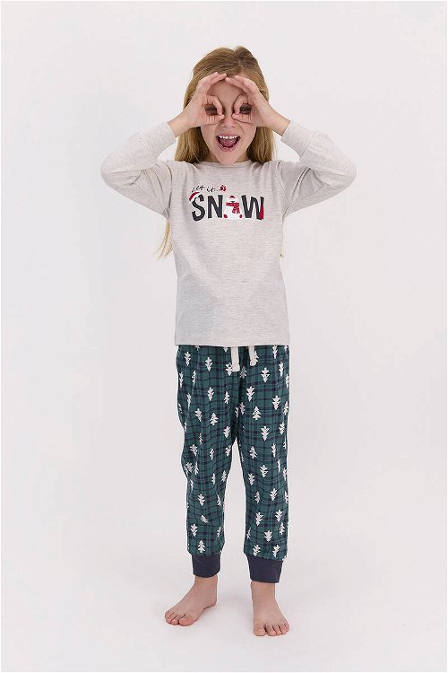 RolyPoly Let İt Snow Açık Bejmelanj Kız Çocuk Pijama Takımı