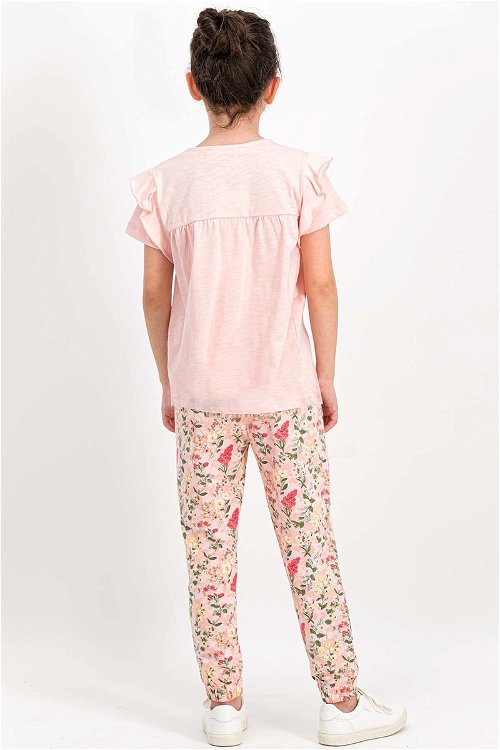 RolyPoly Little Flowers Somon Kısa Kollu Kız Çocuk Pijama Takımı