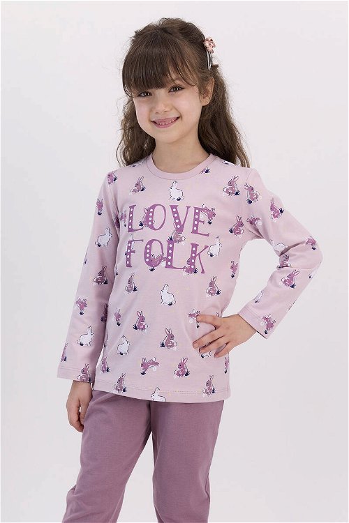RolyPoly Love Folk Gül Kurusu Kız Çocuk Pijama Takımı