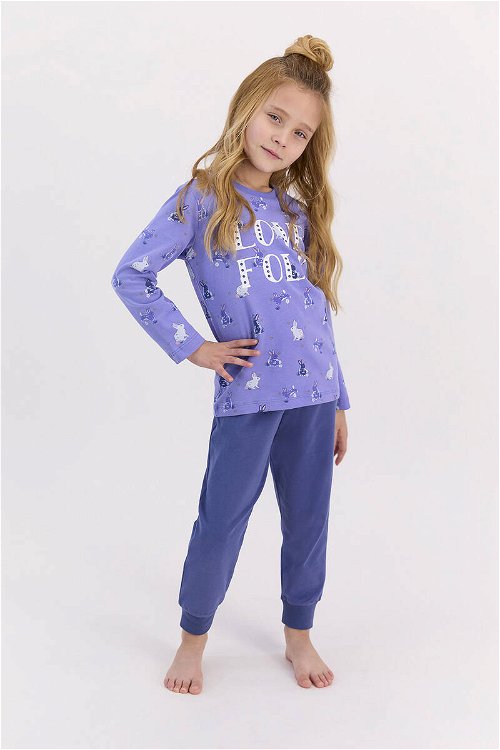 RolyPoly Love Folk İndigo Kız Çocuk Pijama Takımı