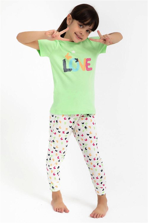 Rolypoly Love Mint Yeşili Kız Çocuk Pijama Takımı