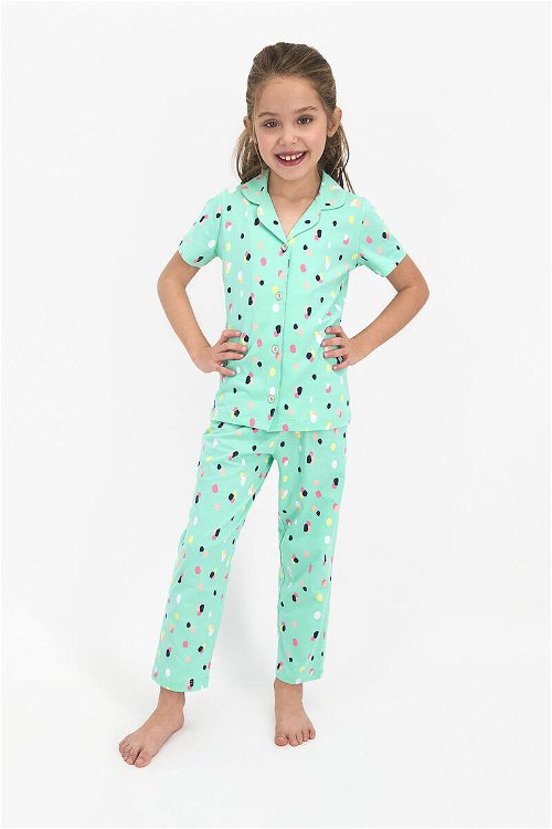 Rolypoly Mottled Turkuaz Kız Çocuk Gömlek Pijama