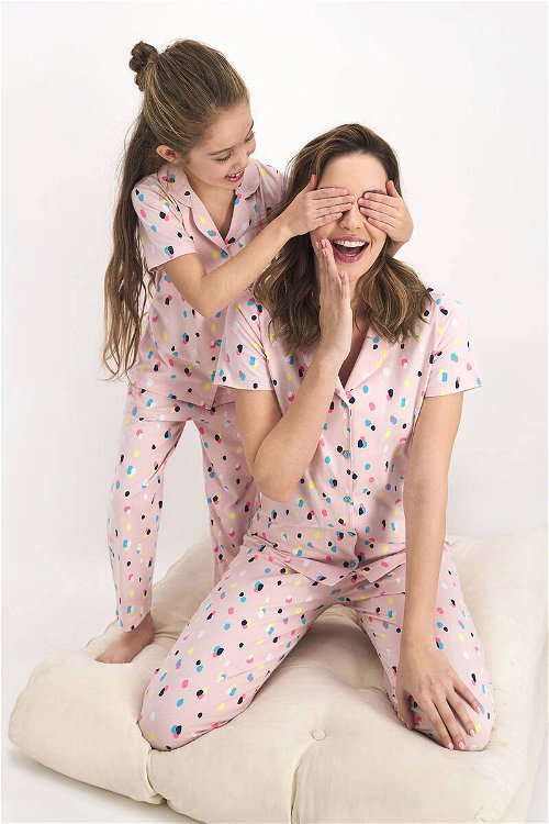 Rolypoly Mottled Toz Somon Genç Kız Gömlek Pijama