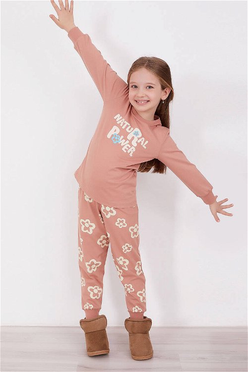 RolyPoly Natural Power Açık Kahve Kız Çocuk Uzun Kol Pijama Takım
