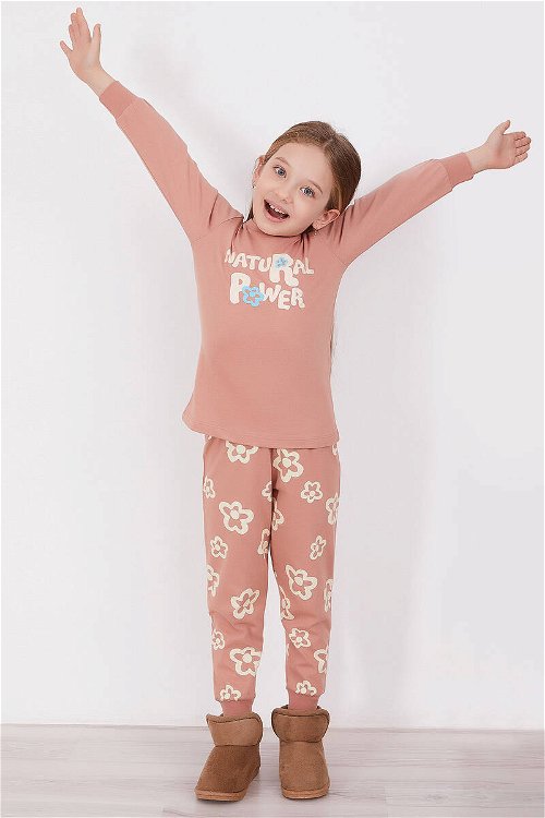 RolyPoly Natural Power Açık Kahve Kız Çocuk Uzun Kol Pijama Takım