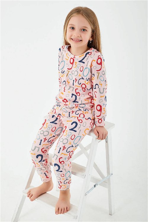RolyPoly Numbers Pembe Kız Çocuk Uzun Kol Pijama Takım
