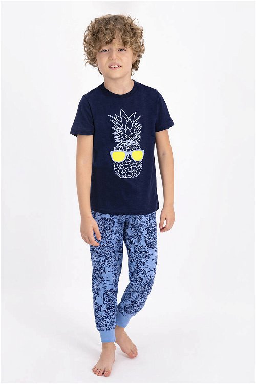 Rolypoly Pineapple Lacivert Mavi Genç Erkek Kısa Kol Pijama Takımı
