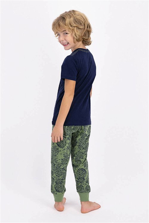 Rolypoly Pineapple Lacivert Yeşil Genç Erkek Kısa Kol Pijama Takımı