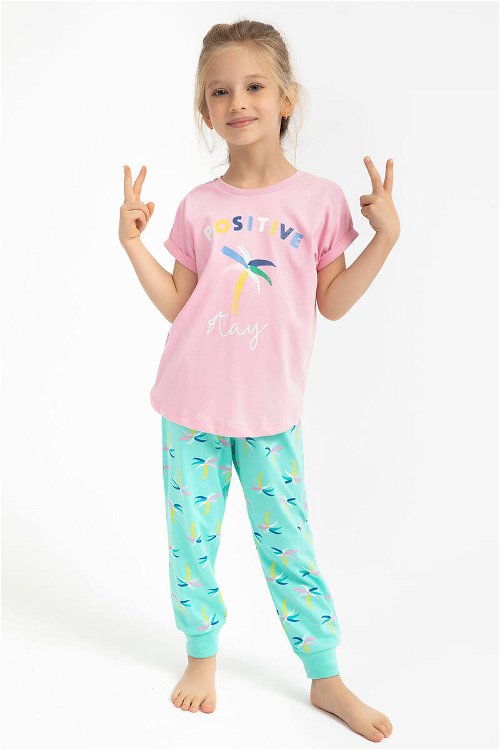 Rolypoly Positive Stay Pembe Kız Çocuk Pijama Takımı