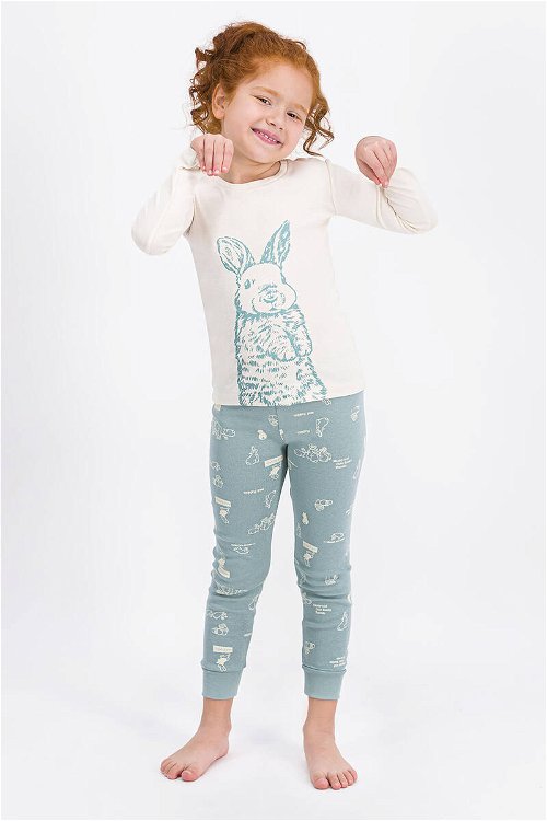 RolyPoly Rabbit Happy Vanilya Kız Çocuk Pijama Takımı