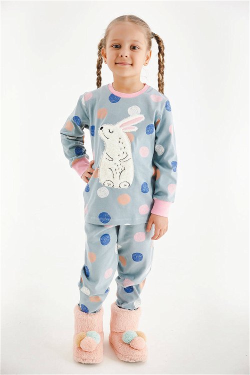 RolyPoly Rabbit Su Yeşili Kız Çocuk Uzun Kol Pijama Takım