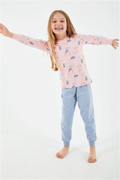 RolyPoly Rainbow Pembe Kız Çocuk Uzun Kol Pijama Takım