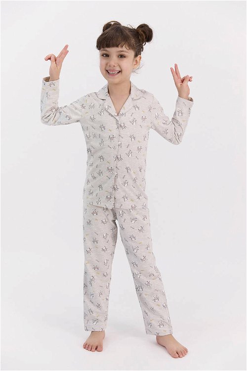RolyPoly Relax Bejmelanj Kız Çocuk Gömlek Pijama Takımı