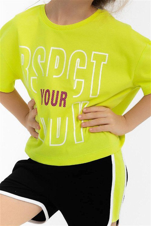 Rolypoly Respect Your Body Limon Sarısı Kız Çocuk Şort Takım
