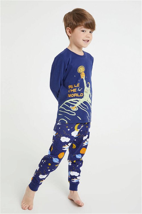 RolyPoly Rule The World Lacivert Erkek Çocuk Uzun Kol Pijama Takım