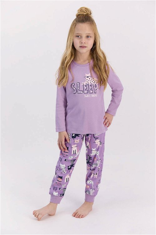 RolyPoly Sleep Lila Kız Çocuk Uzun Kol Pijama Takımı