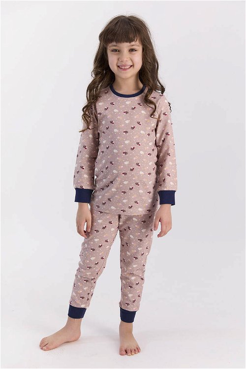 RolyPoly Soluk Kahve Kız Çocuk Ribanalı Pijama Takımı