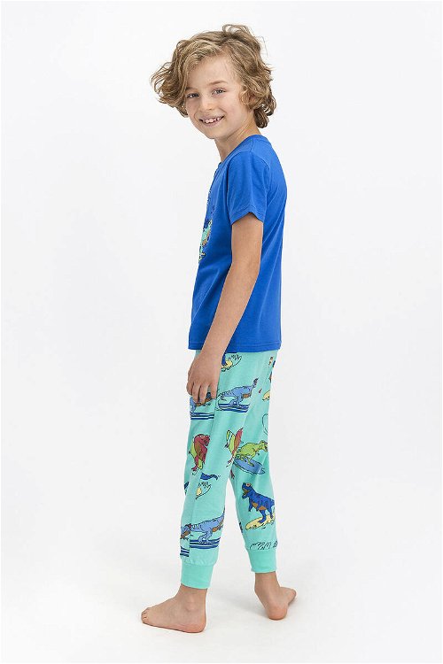 RolyPoly Surf Crocodile Cobalt Mavi Erkek Çocuk Kısa Kol Pijama Takımı