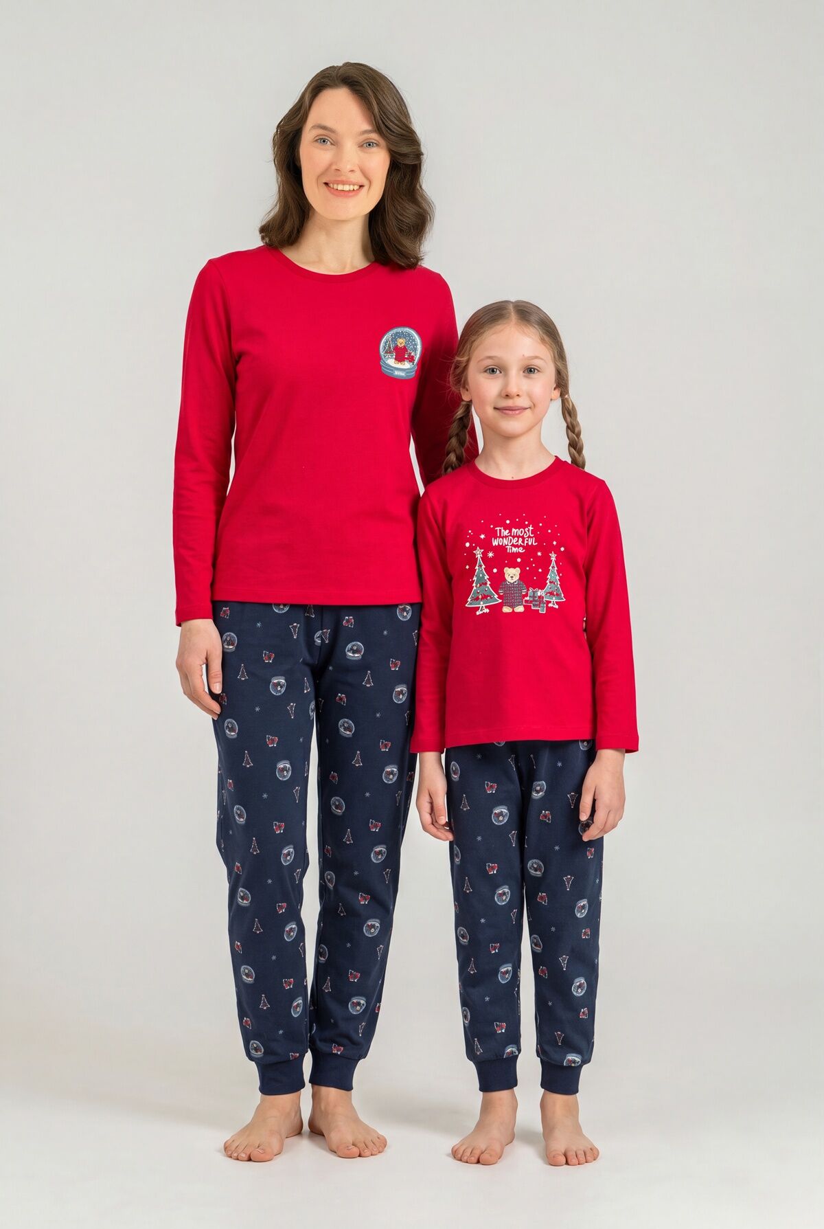 ROLYPOLY - Rolypoly The Most Wonderful Time Anne Kız Kırmızı Uzun Kol Pijama Takım RP3936-A-V1