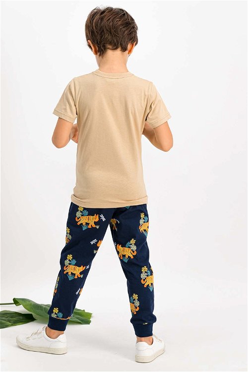 RolyPoly Tiger Roar Kum Kısa Kollu Erkek Çocuk Pijama Takımı