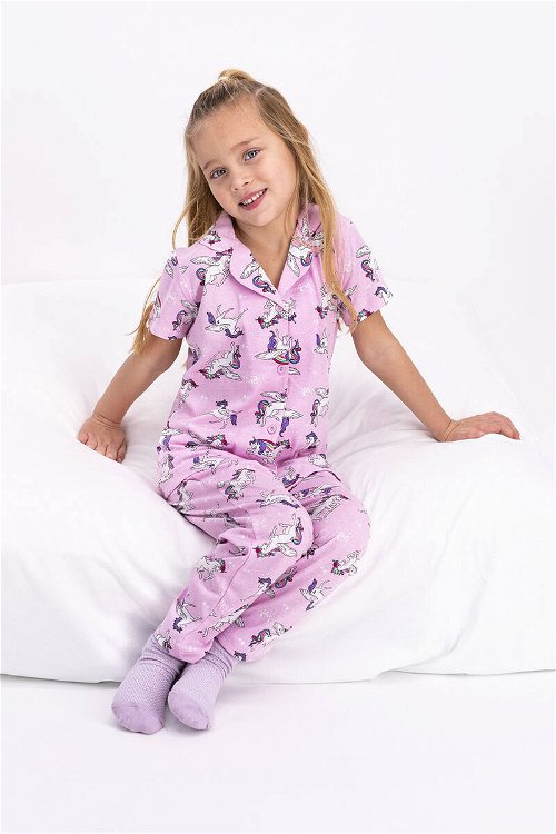 RolyPoly Unicorn Toz Pembe Kız Çocuk Gömlek Pijama