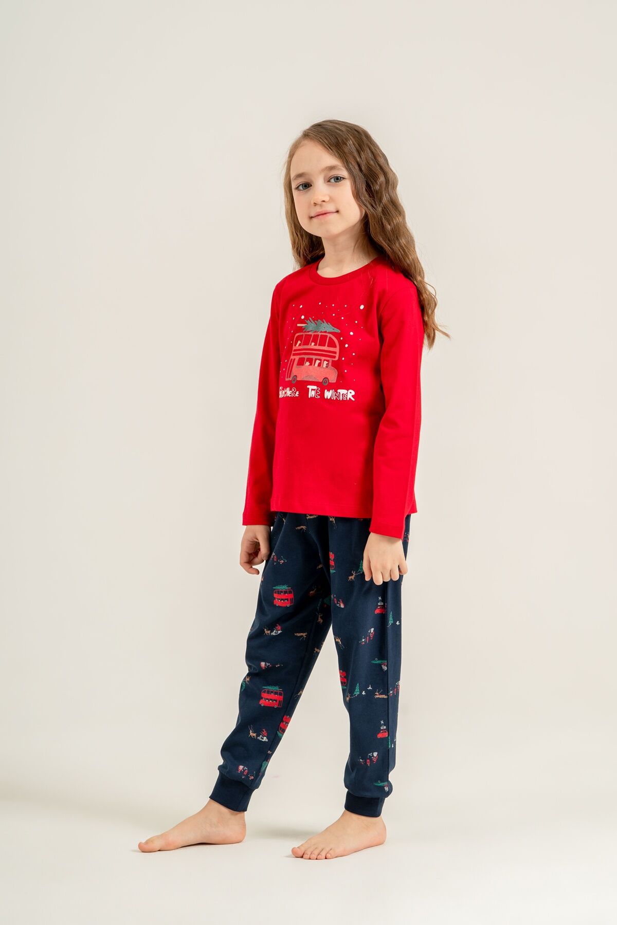 ROLYPOLY - Rolypoly Winter Everywhere Anne Kız Kırmızı Uzun Kol Pijama Takım RP3938-A-V1 (1)