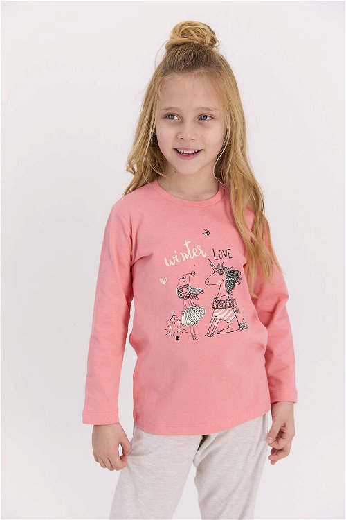 RolyPoly Winter Love Coral Kız Çocuk Uzun Kol Pijama Takımı