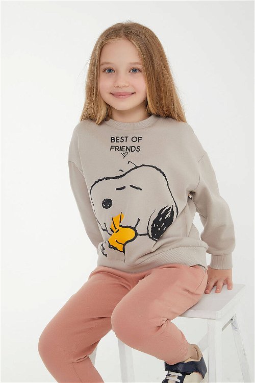Snoopy Lisanslı Best Of Friends Gri Kız Çocuk Eşofman Takım