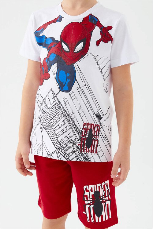 Spiderman Buildings Beyaz Erkek Çocuk Bermuda Takım