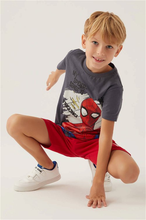SpiderMan Sense Füme Erkek Çocuk Bermuda Takım