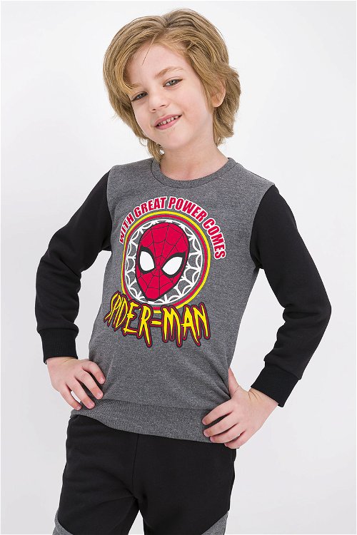Spider Man Lisanslı Koyu Grimelanj Erkek Çocuk Eşofman Takımı