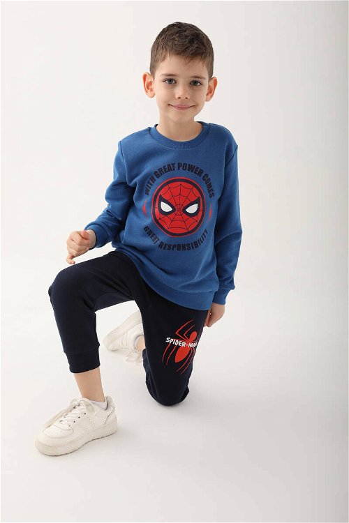 Spiderman Saks Mavi Erkek Çocuk Eşofman Takımı