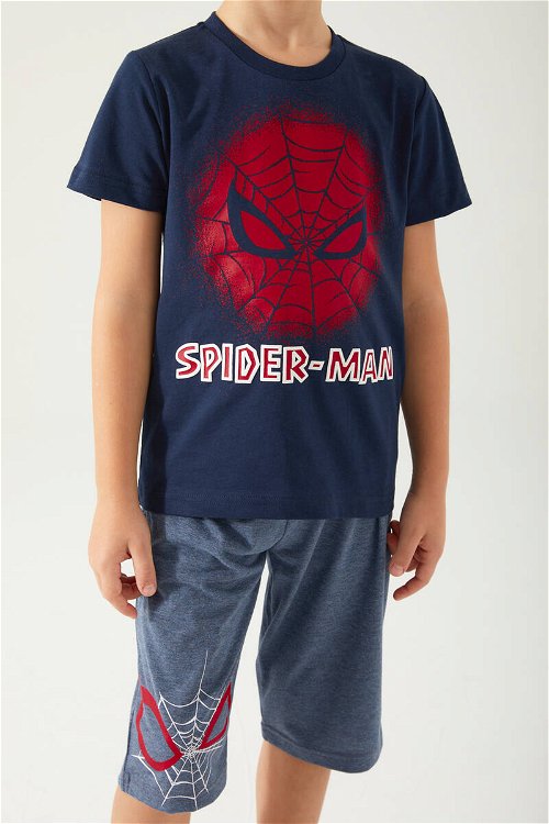 Spiderman Mask Lacivert Erkek Çocuk Kapri Takım