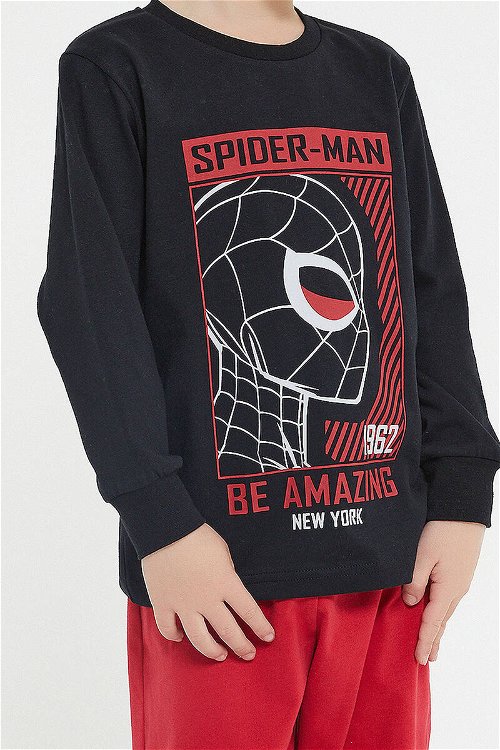 Spider Man Lisanslı Be Amazing Siyah Erkek Çocuk Uzun Kol EşofmanTakım