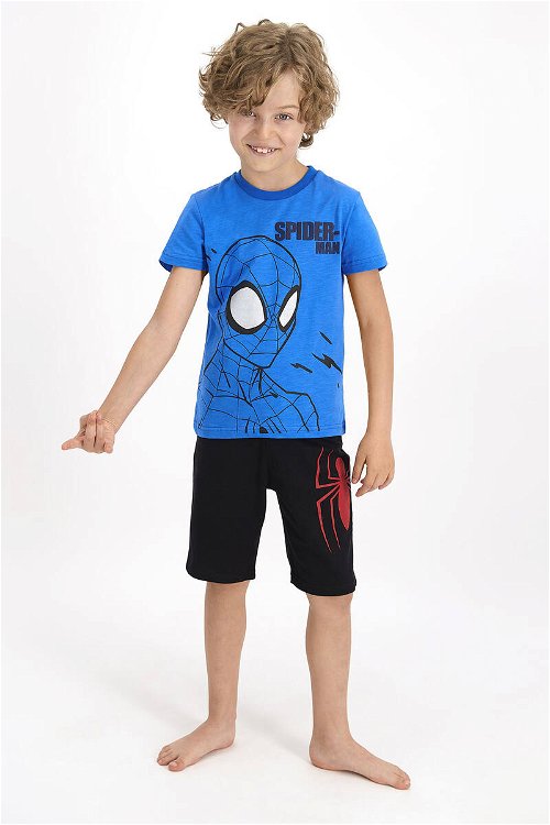 Spider Man Lisanslı Cobalt Mavi Erkek Çocuk Bermuda Takım