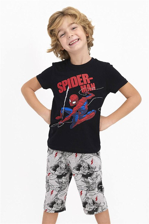 Spider Man Lisanslı Siyah Erkek Çocuk Kapri Takım