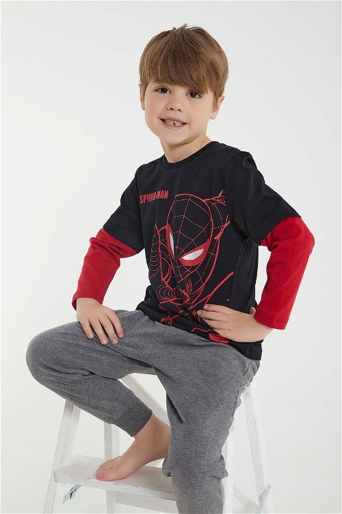 Spider Man Lisanslı Siyah Erkek Çocuk Uzun Kol Eşofman Takım