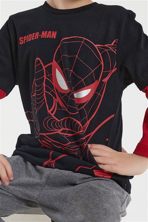 Spider Man Lisanslı Siyah Erkek Çocuk Uzun Kol Eşofman Takım