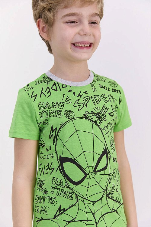 Spiderman Lisanslı Lime Yeşili Erkek Çocuk Bermuda Takım