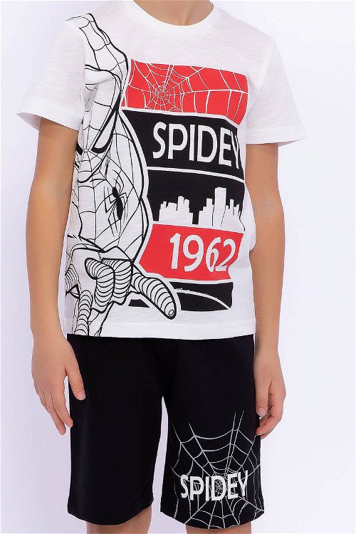 Spiderman Lisanslı Spidey Krem Erkek Çocuk Bermuda Takım