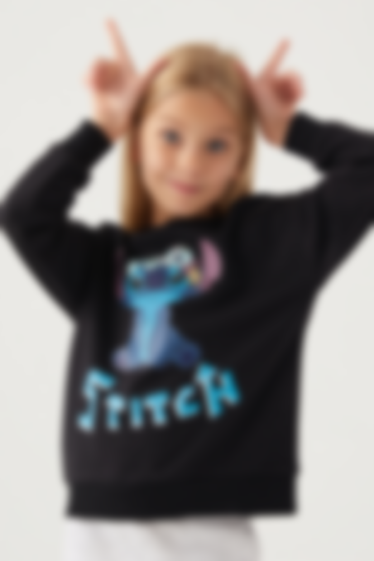 Stitch - Stitch Kız Çocuk Siyah Sweatshirt