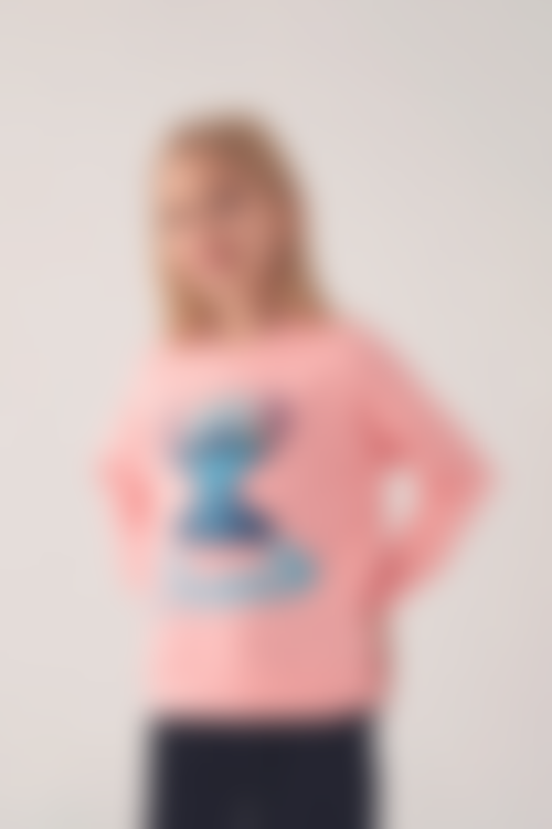 Stitch - Stitch Kız Çocuk Pembe Sweatshirt