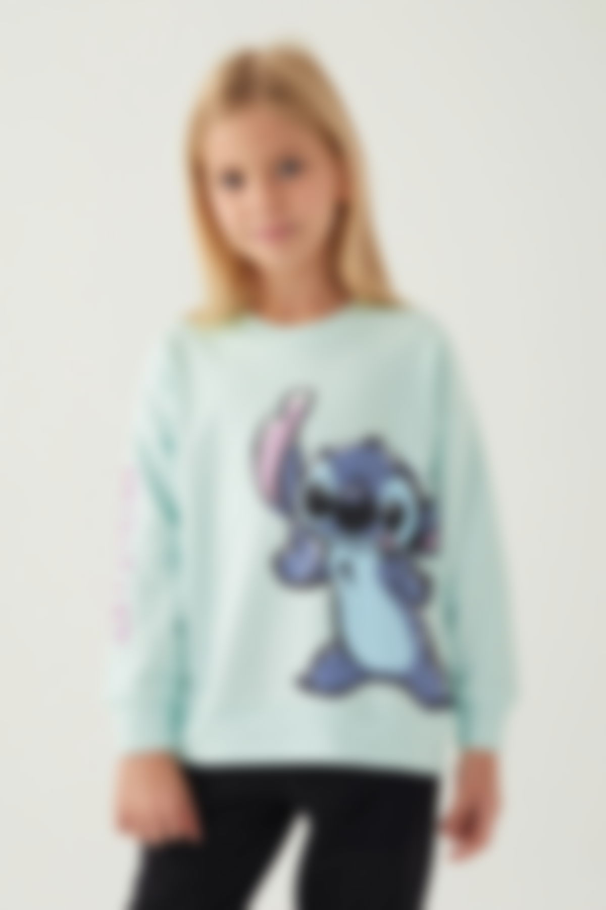 Stitch - Stitch Kız Çocuk Mavi Sweatshirt