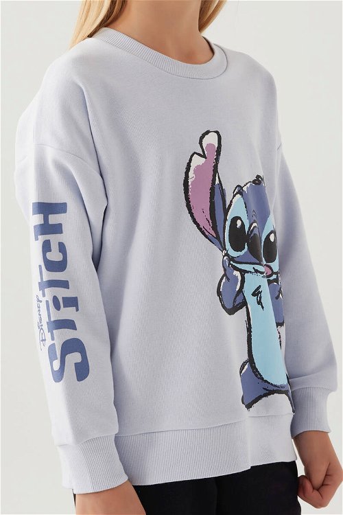 Stitch Puss Mor Kız Çocuk Sweatshirt