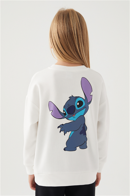 Stitch Shape Krem Kız Çocuk Sweatshirt